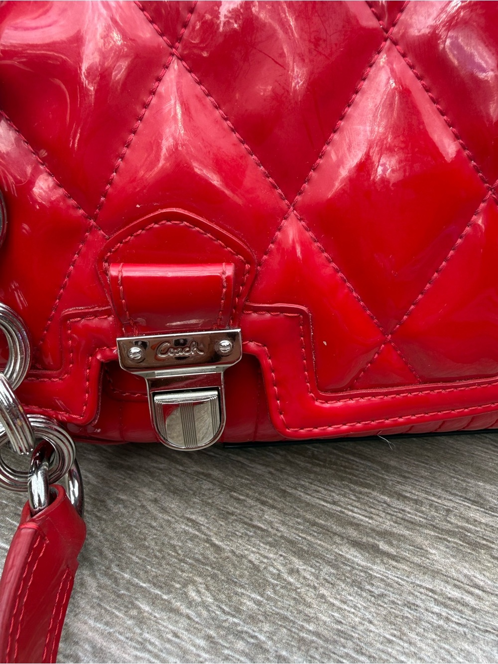 GUC Coach Poppy Liquid Gloss Vintage Pushlock Satchel Shoulder Bag - Picture 3 of 17